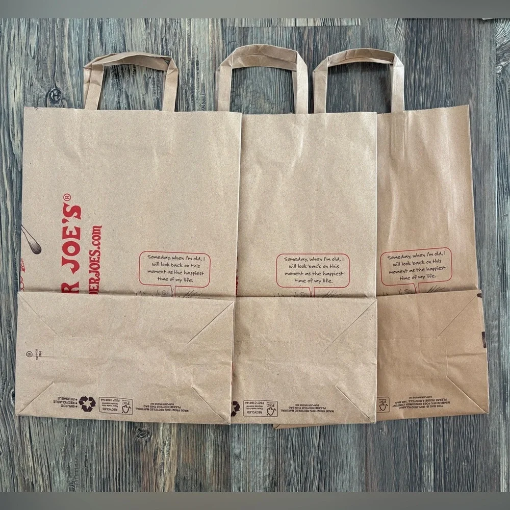 Trader Joe’s Empty Paper Shopping Grocery Bags (9), Wine Bags (2) Various Styles